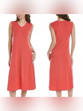 Eileen Fisher sleeveless V-neck dress A-line shift Size XS